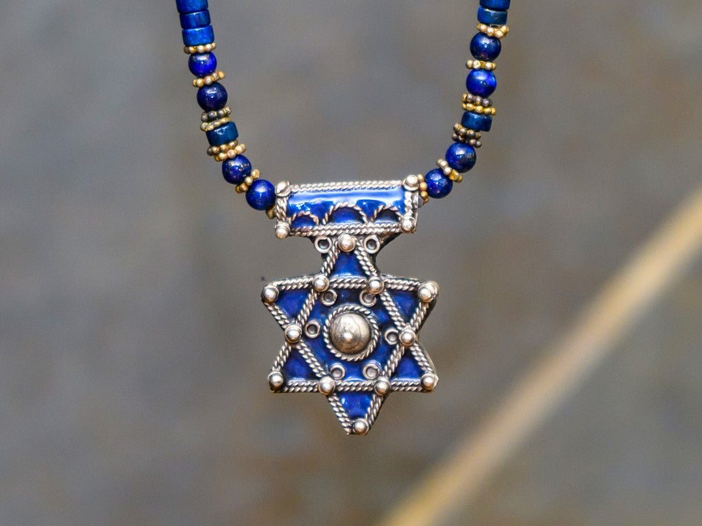 Crossroads Jewelers Judaica, ethnic and antique Judaica Jewelry, Antique enameled Berber Star of David 