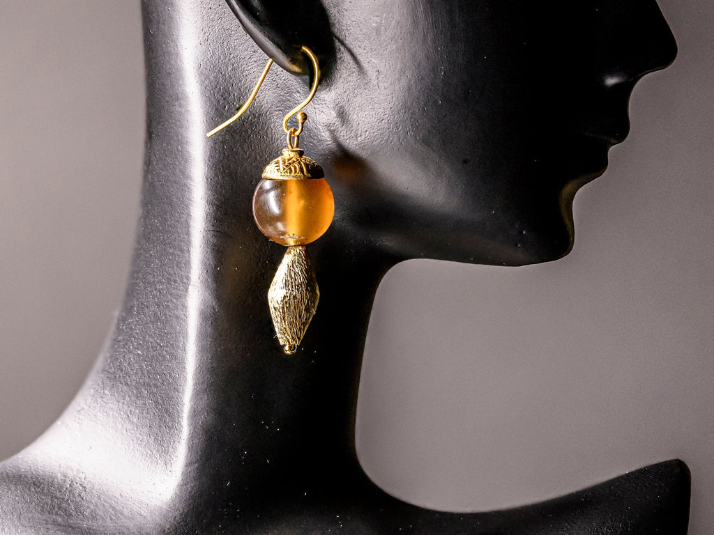 Earrings of the Indonesian Amber and Gold Vermeil