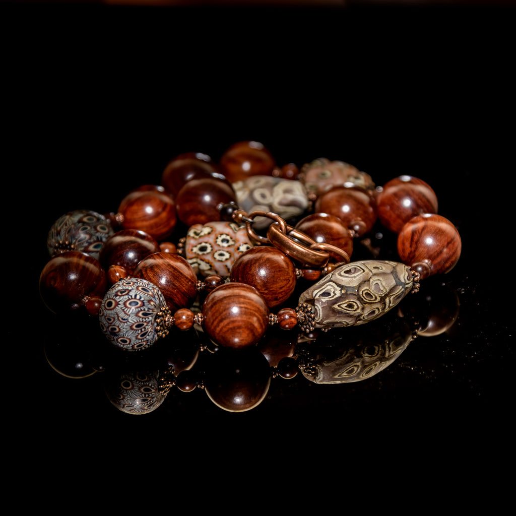 Designer Jewelry With Organic Beads - Wood, seed, bone, beans and more