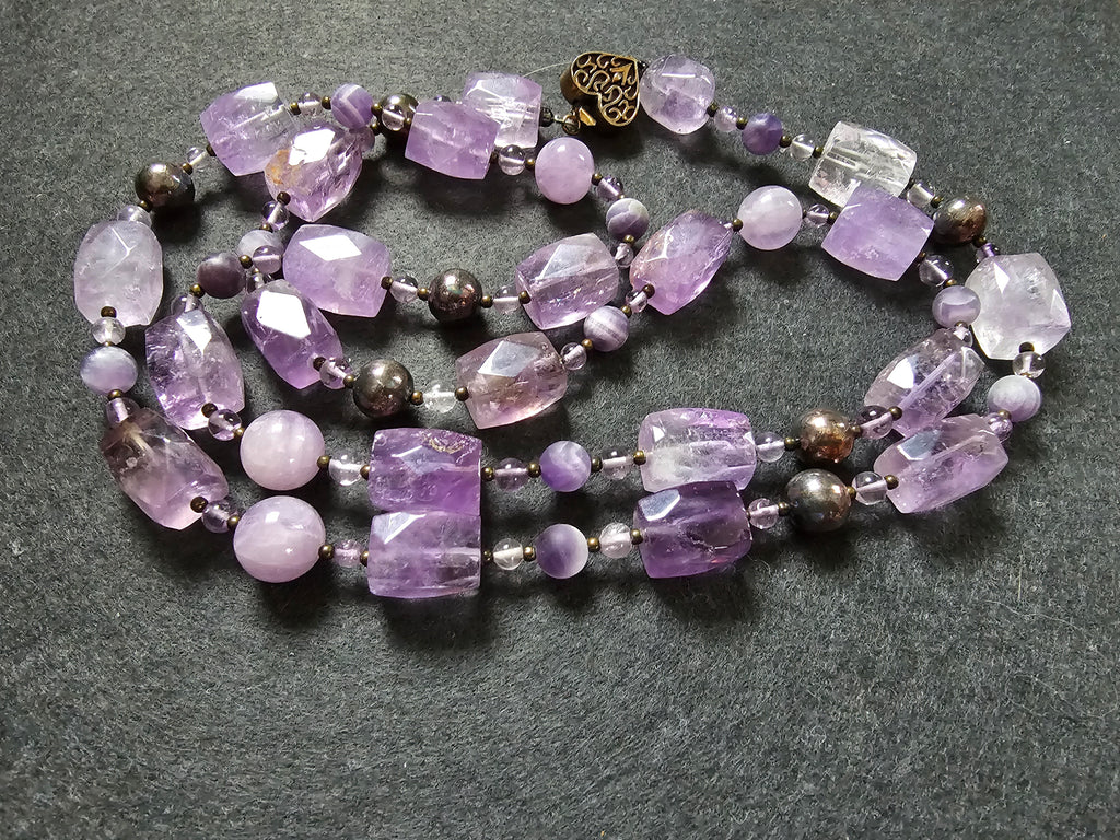 Amethyst and Silver Long Designer Necklace