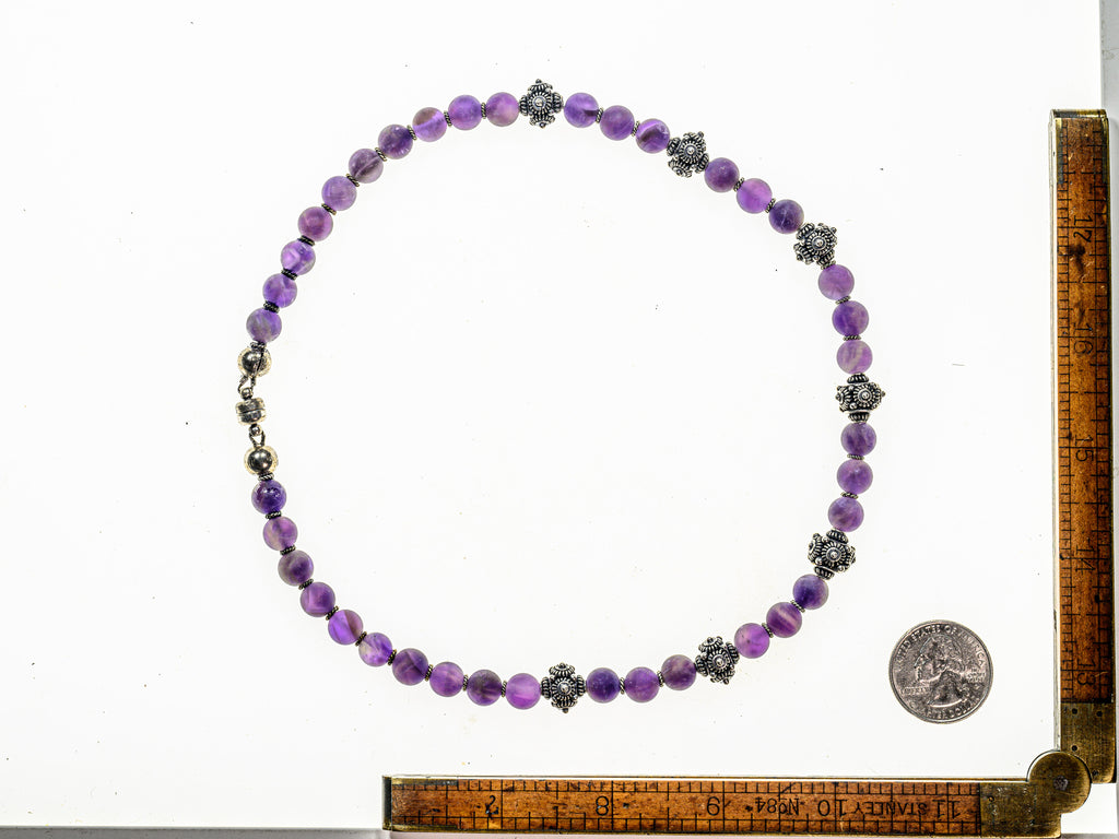 Necklace of amethyst and sterling silver, handmade amethyst necklace, February birthstone, beaded designer necklace