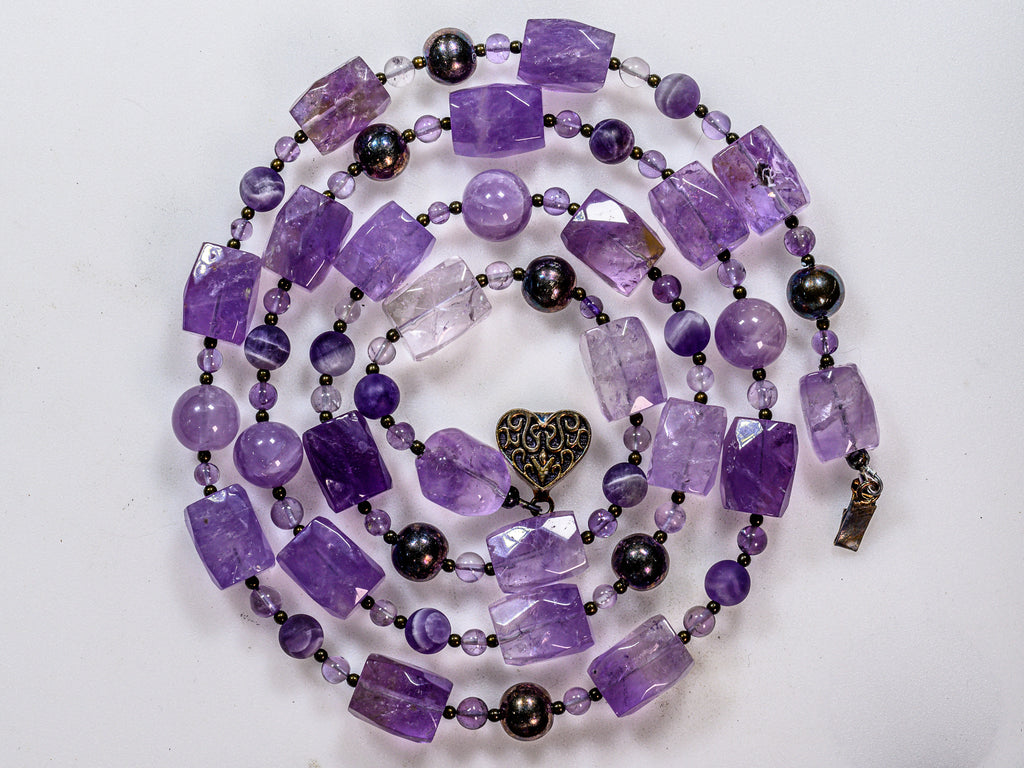 Amethyst and Silver Long Designer Necklace