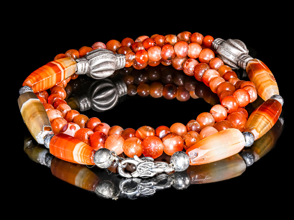 A Double-strand Necklace of Antique Carnelian Agate from the African Trade