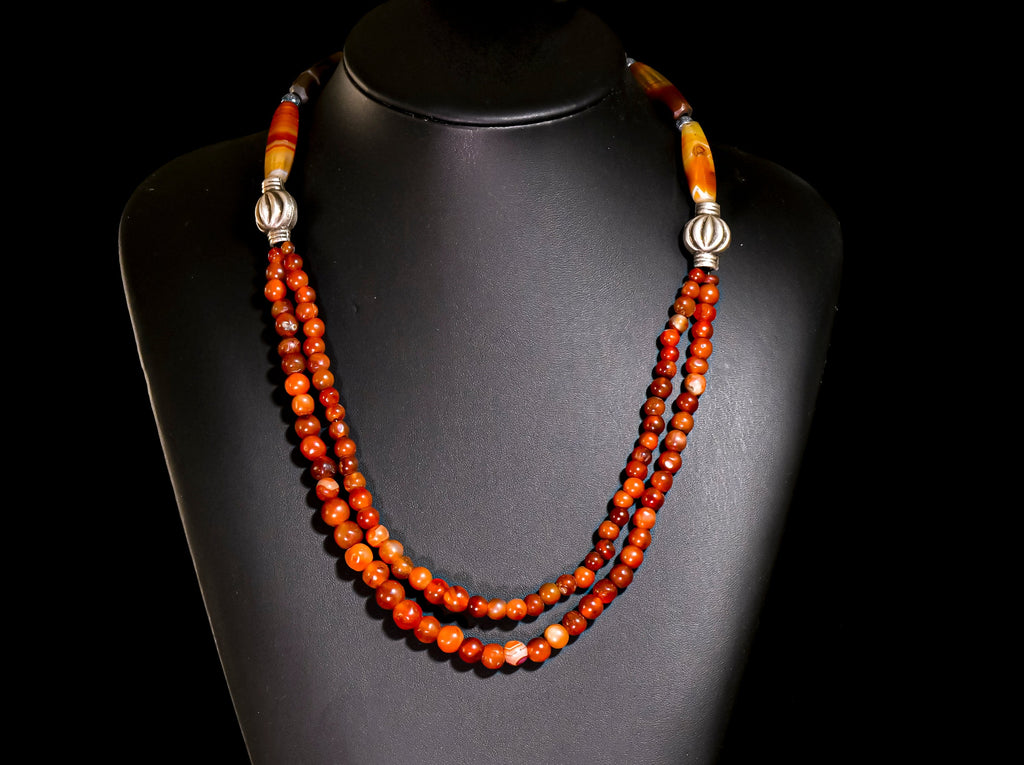 A Double-strand Necklace of Antique Carnelian Agate from the African Trade