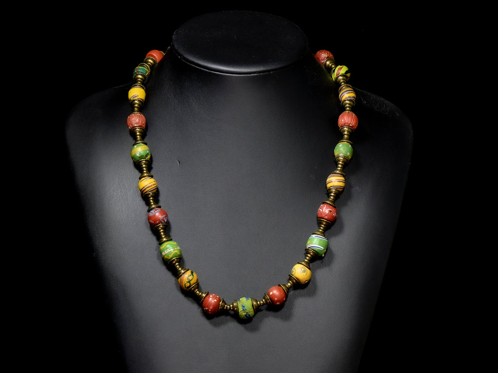 A Necklace of Old Venetian African Trade Beads In Many Colors