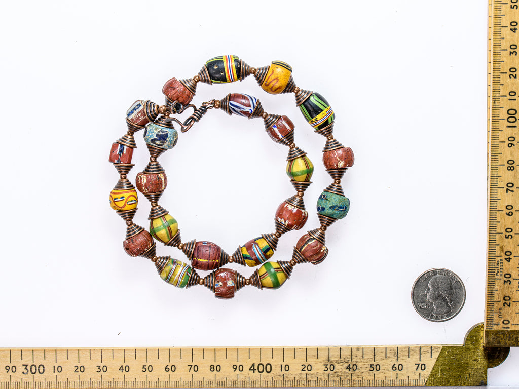 Necklace of Old Venetian African Trade Beads In Many Colors 