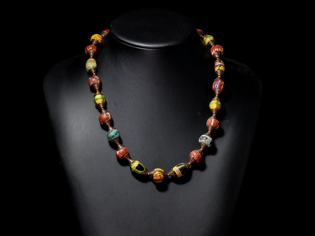 Necklace of Old Venetian African Trade Beads In Many Colors 