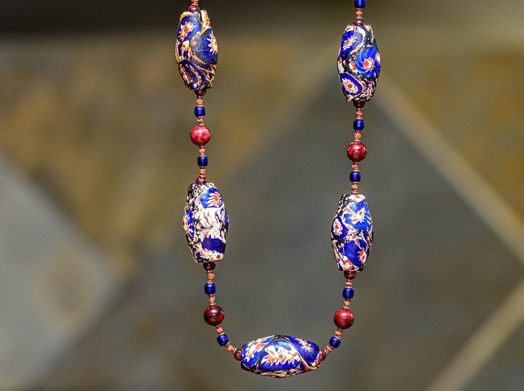 A Necklace of  Javanese and African Vintage Glass Beads and Ancient Indonesian Trade Wind Beads #1