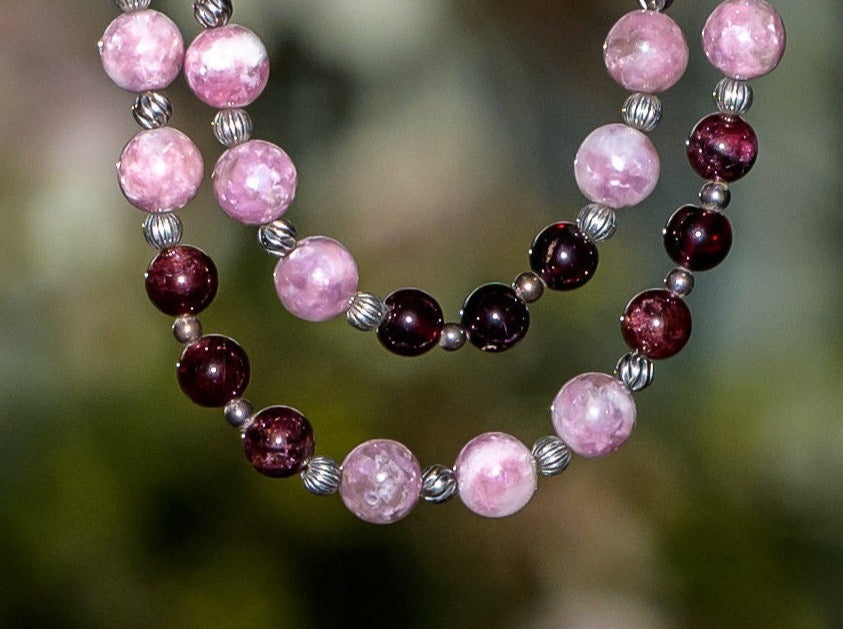 Garnet, Tourmaline, and Sterling Silver Necklace #2