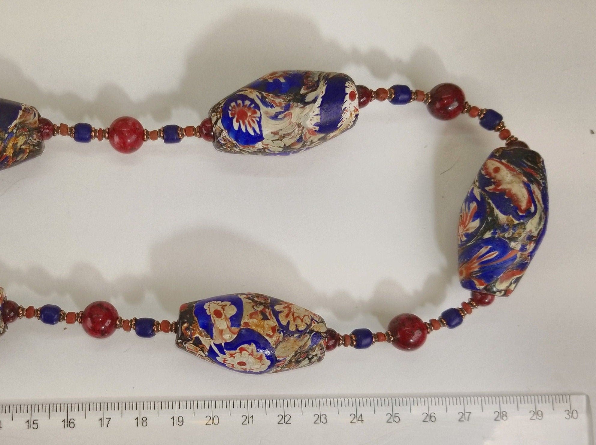 A Necklace of Javanese and African Vintage Glass Beads and Ancient