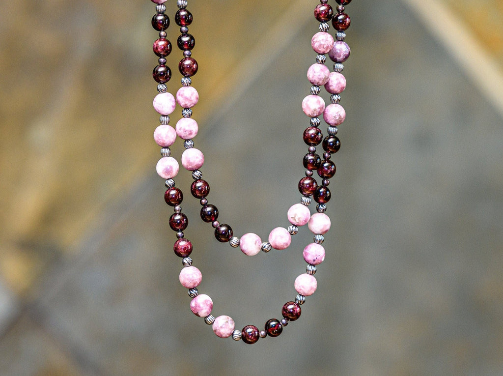 Garnet, Tourmaline, and Sterling Silver Necklace #2