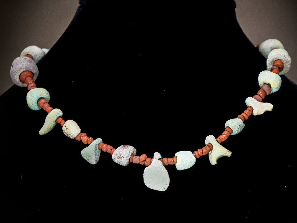 A Choker Necklace of Ancient Persian Faience and Ancient Indo-Pacific Trade Wind Beads