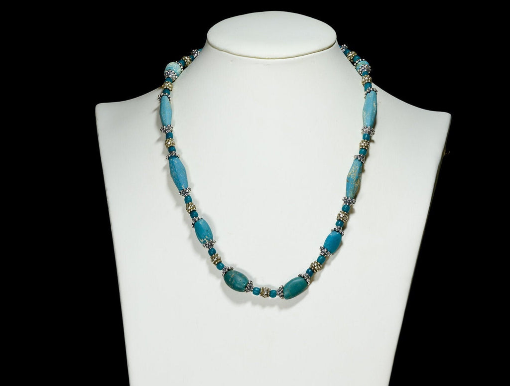 A Necklace of Ancient Glass Beads and Bali Silver