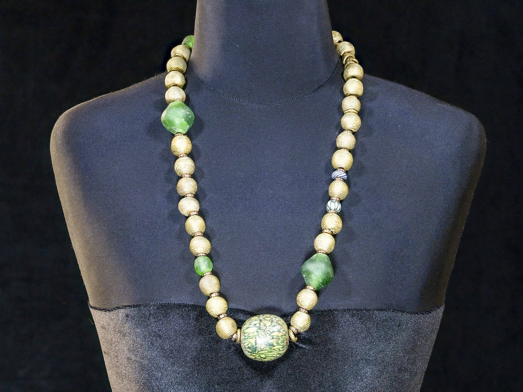 Ethnic African Brass, Recycled Krobo Glass, and JATIM replicas necklace