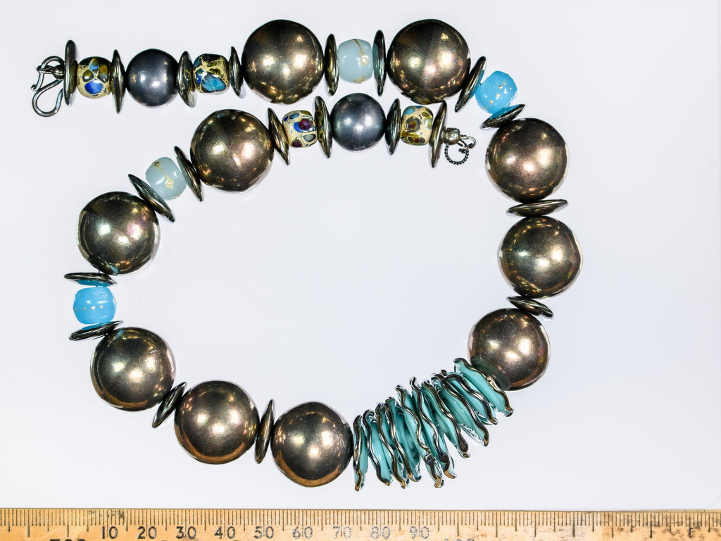 Fine Silver and Lampwork Beads Necklace