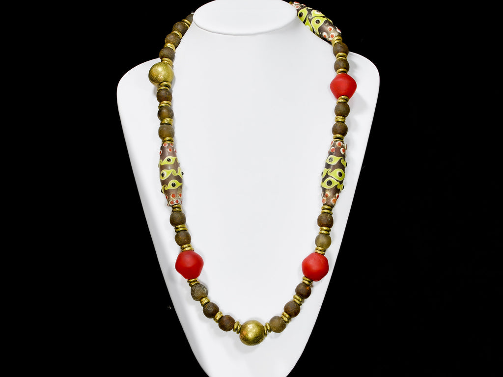 Krobo African Recycled Glass and Ancient Chinese Glass Imitation Beads Necklace (KRE1)
