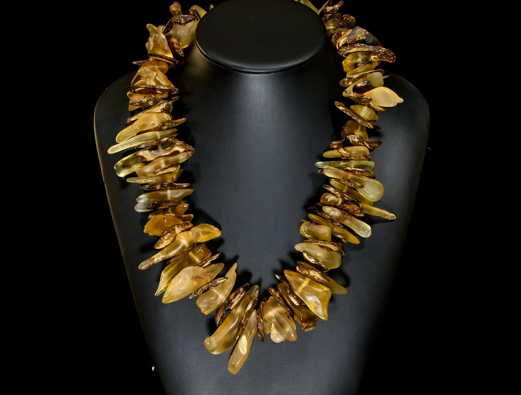 Madagascar Copal Amber and Coco Wood Necklace (614)