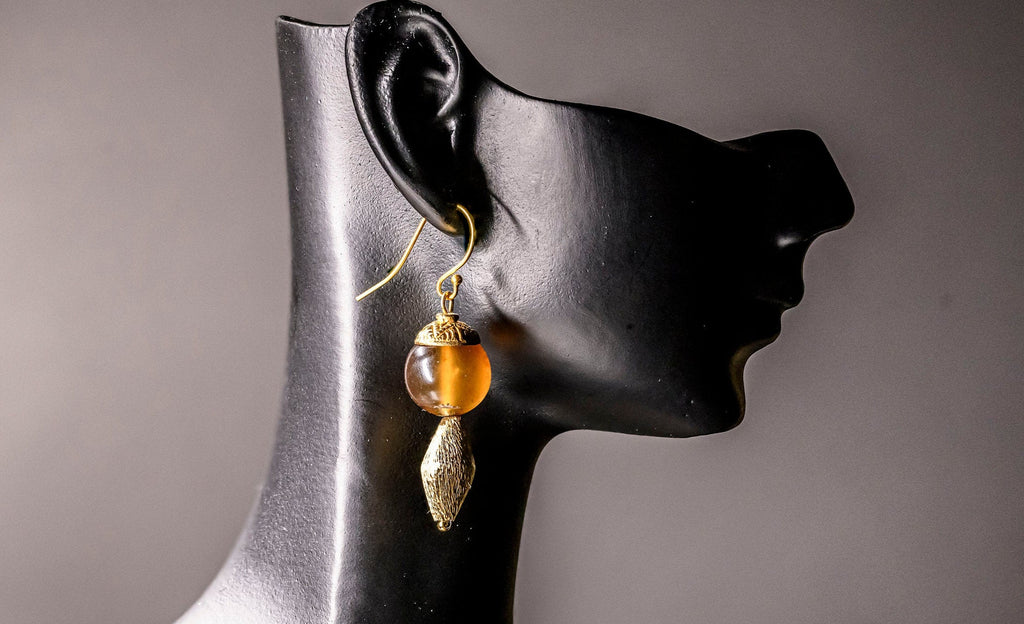 Earrings of the Indonesian Amber and Gold Vermeil