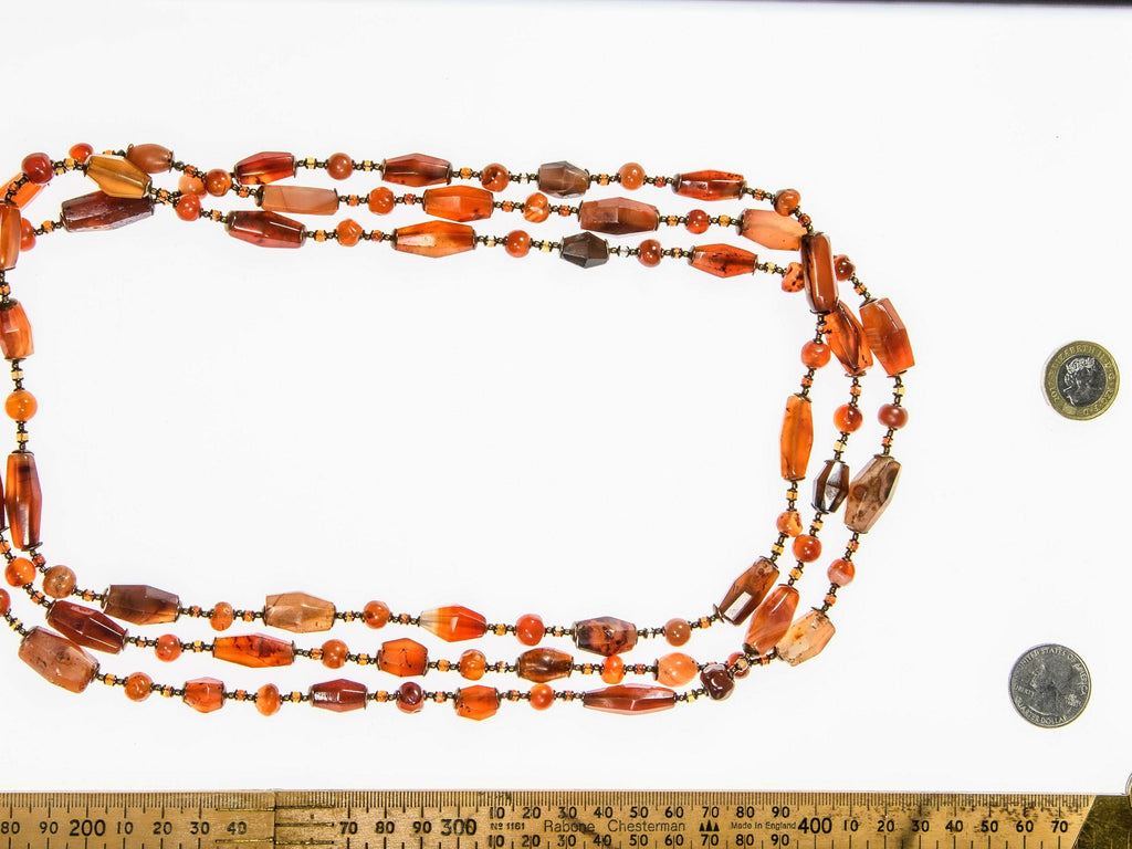 A Necklace of Idar-Oberstein Carnelian and Ancient Excavated Carnelian Agate Beads  XX023
