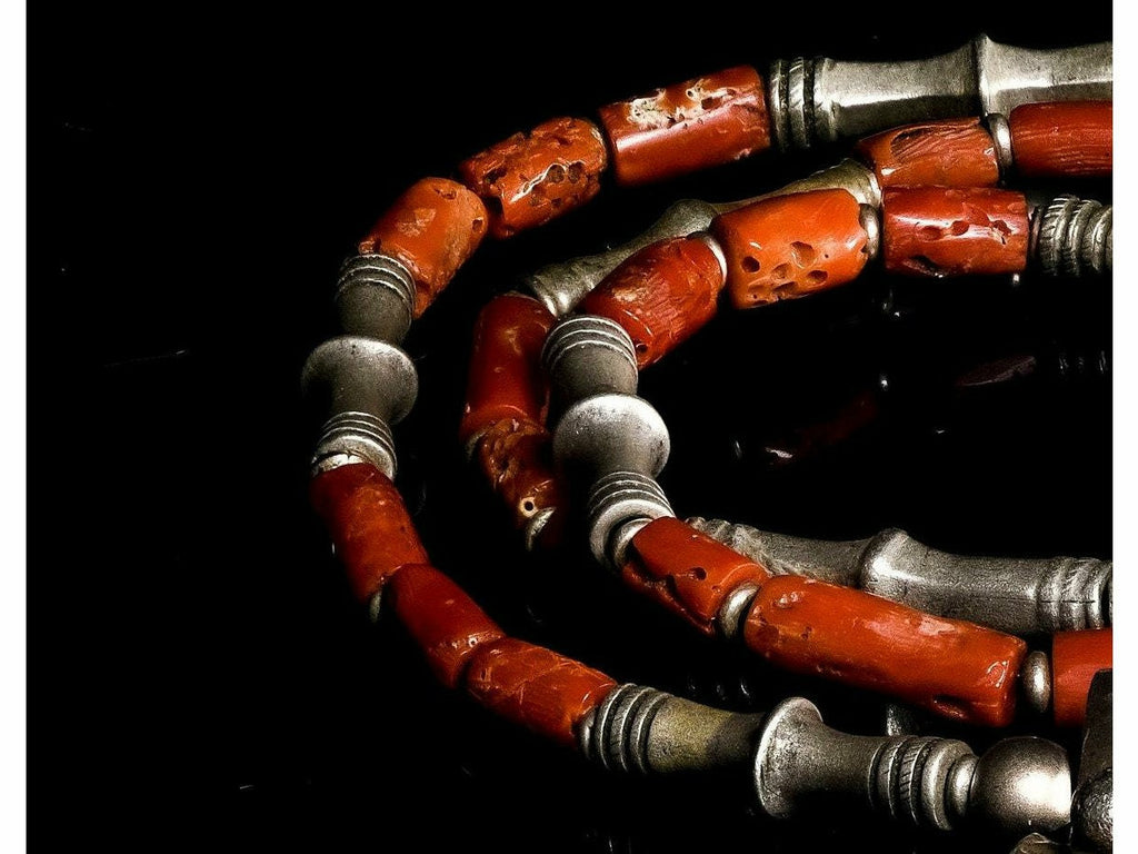 Moroccan Berber Silver, Coral Hamsa, Tuareg Silver, Mediterranean Coral